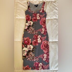Joey and Elle bodycon grey and floral dress XS.